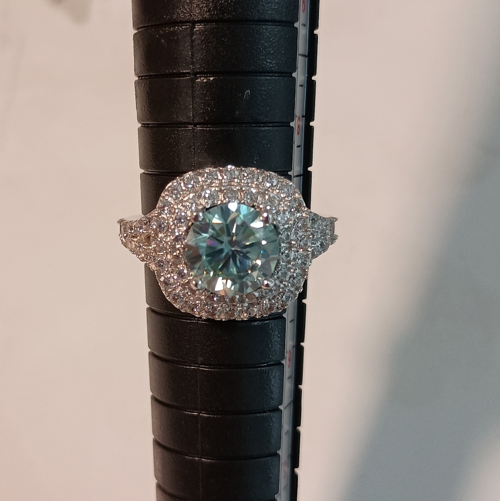 New 3.49 Ct  Ice White Round Moissanite Diamond Wedding Ring 925 Silver Size 7